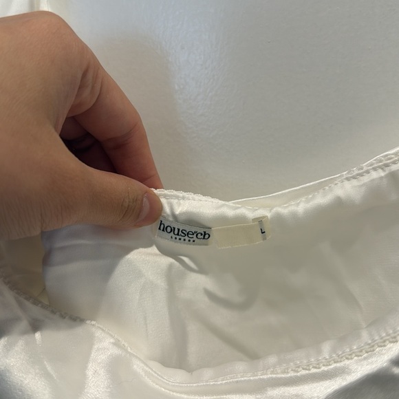 House of CB Sydel White Satin Bias Cut Maxi Skirt, Large - Picture 7 of 7